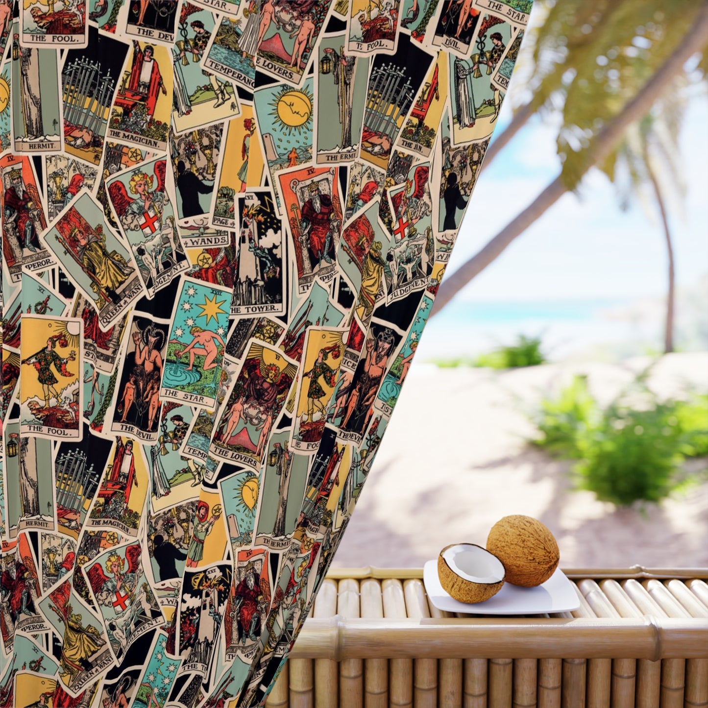 Tarot Card Curtains - Vintage-Inspired - Tarot Card Pattern - DesignBohemian