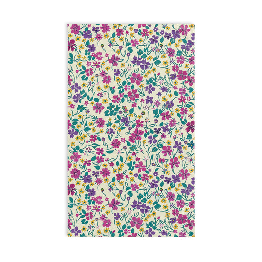 Vintage 1930s Ditsy Floral Hand Towel – Colorful Retro Floral Kitchen Towel
