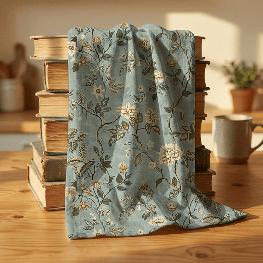 Vintage Floral Hand Towel – Blue Botanical Kitchen & Bath Towel - DesignBohemian