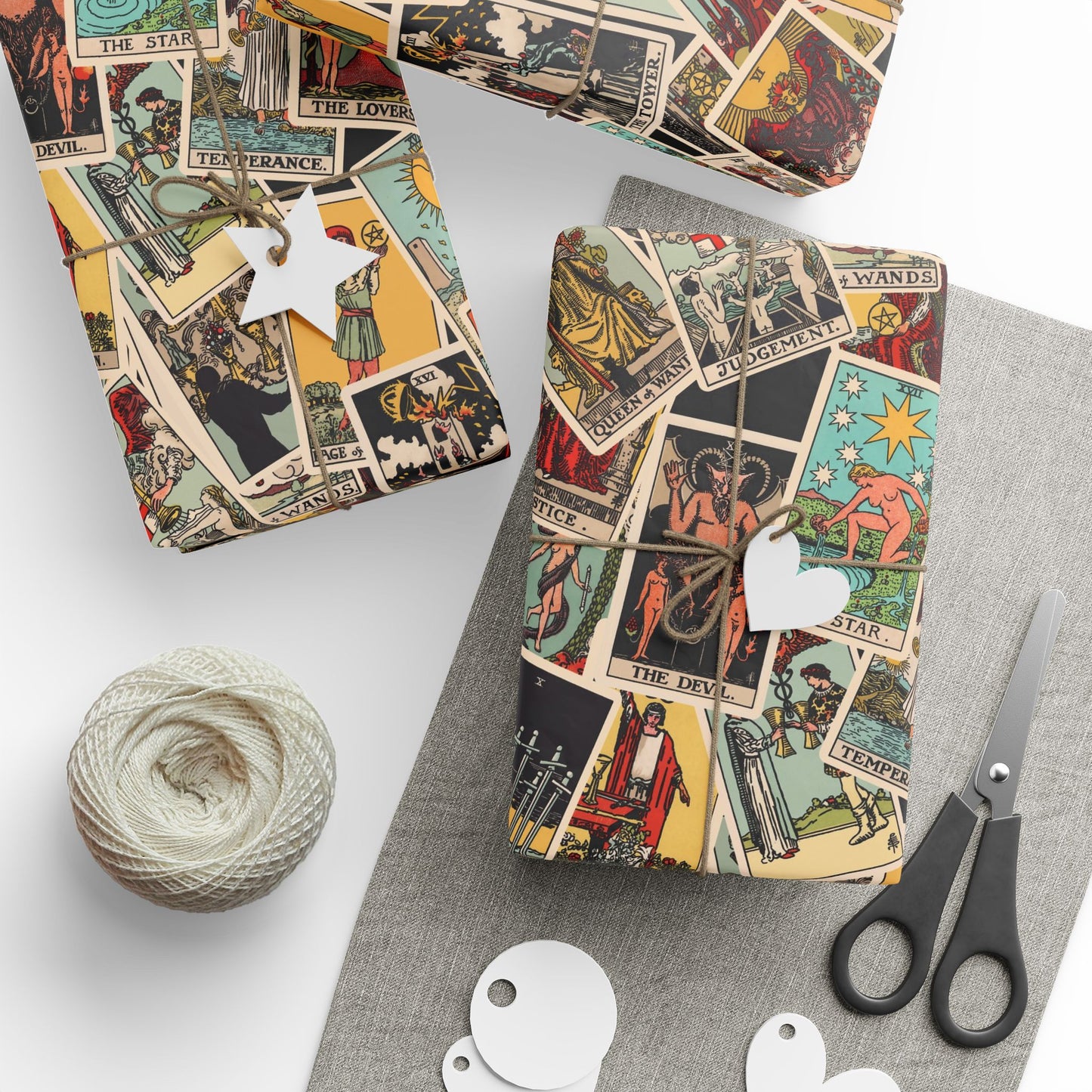 Tarot Wrapping Paper, Rider Waite Gift Wrap, Halloween, Birthday Gifts, Holiday Wrapping, Scattered Tarot Cards, Paper Roll