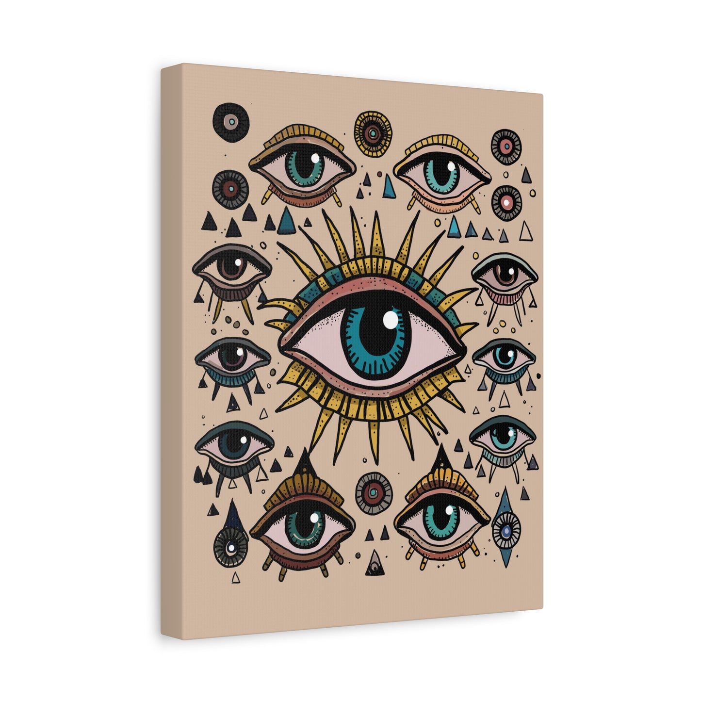 Mystical Eye Wall Art Canvas, Sacred Geometry Decor, Bohemian Room Accent, Spiritual Home Gift, Unique Eye Artwork