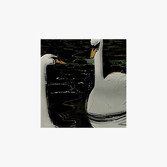 Art Nouveau Swan Art Print Premium Archival Matte Paper 230 GSM Vintage Swans In Water by DesignBohemian