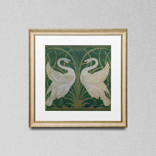 Art Nouveau Swans Art Print By Walter Crane Vintage Bird Wall Art Calming Green And Beige by My Store
