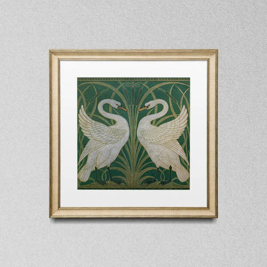 Art Nouveau Swans Art Print By Walter Crane Vintage Bird Wall Art Calming Green And Beige by My Store