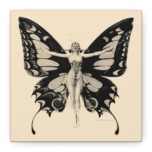 Butterfly Woman Art Nouveau Canvas Print: Bohemian Wall Decor by DesignBohemian
