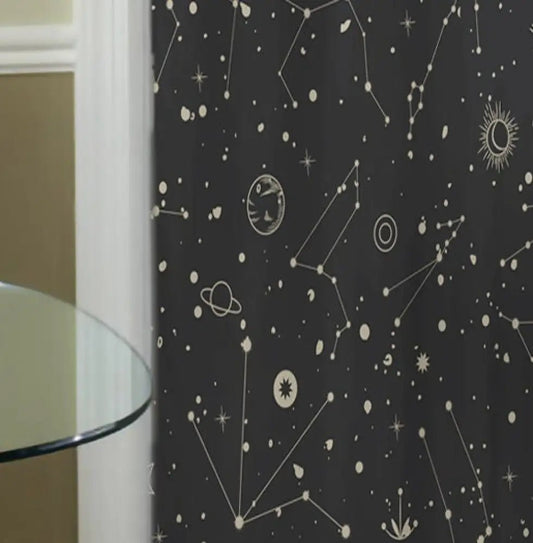Constellations Curtains - Space Curtain Door Panel - Curtains Moon Alchemy Design Bohemian Art by DesignBohemian
