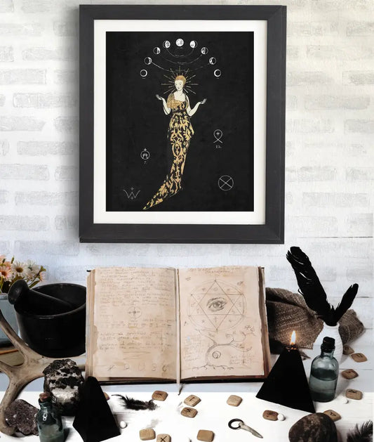 Deco Art Nouveau Goddess Poster Bohemian Print Inspired by Mucha Large Wall Art Fine Art by My Store