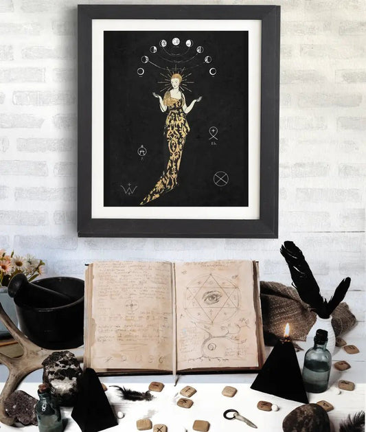 Deco Art Nouveau Goddess Poster Bohemian Print Inspired by Mucha Large Wall Art Fine Art by My Store