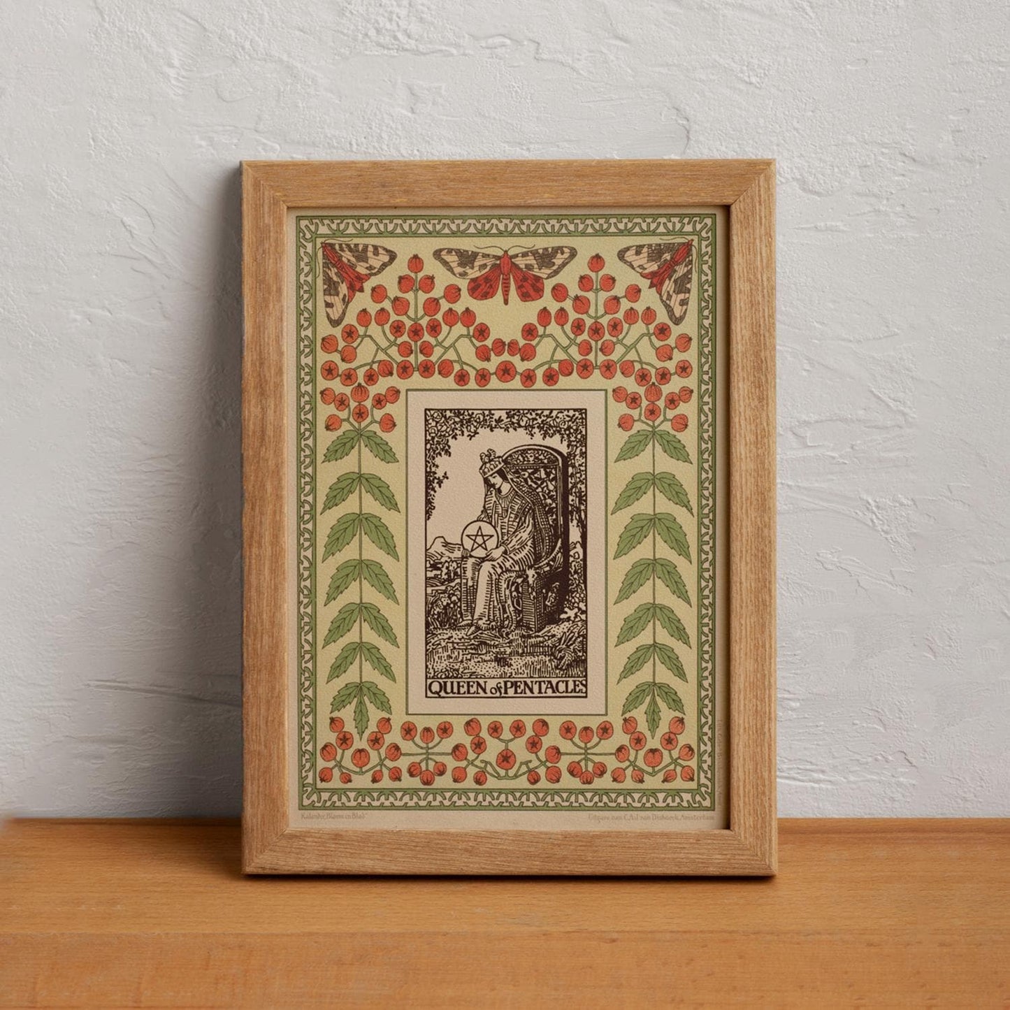 The Queen of Pentacles - Vintage Shabby Chic - Tarot Poster - Nouveau Tarot Card Poster