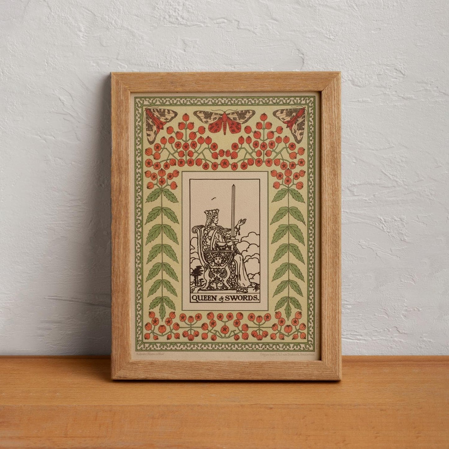 The Queen of Swords - Vintage Shabby Chic - Tarot Poster - Nouveau Tarot Card Poster