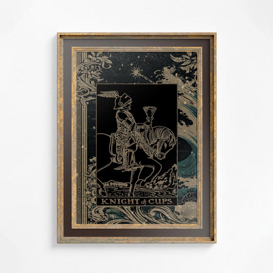The Knight Of Cups Card Print Floral Nouveau Tarot Unique Vintage Tarot Art Premium Archival 230gsm Paper by DesignBohemian