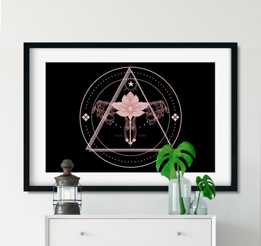 Uterus Mandala - Feminine Art - Female Art - Moon Stars