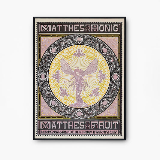 Vintage Fairy Poster - Amsterdam Print - Pink and Beige - Poster - Bohemian - Goddess Print Large Artwork - Bees and Fruit
