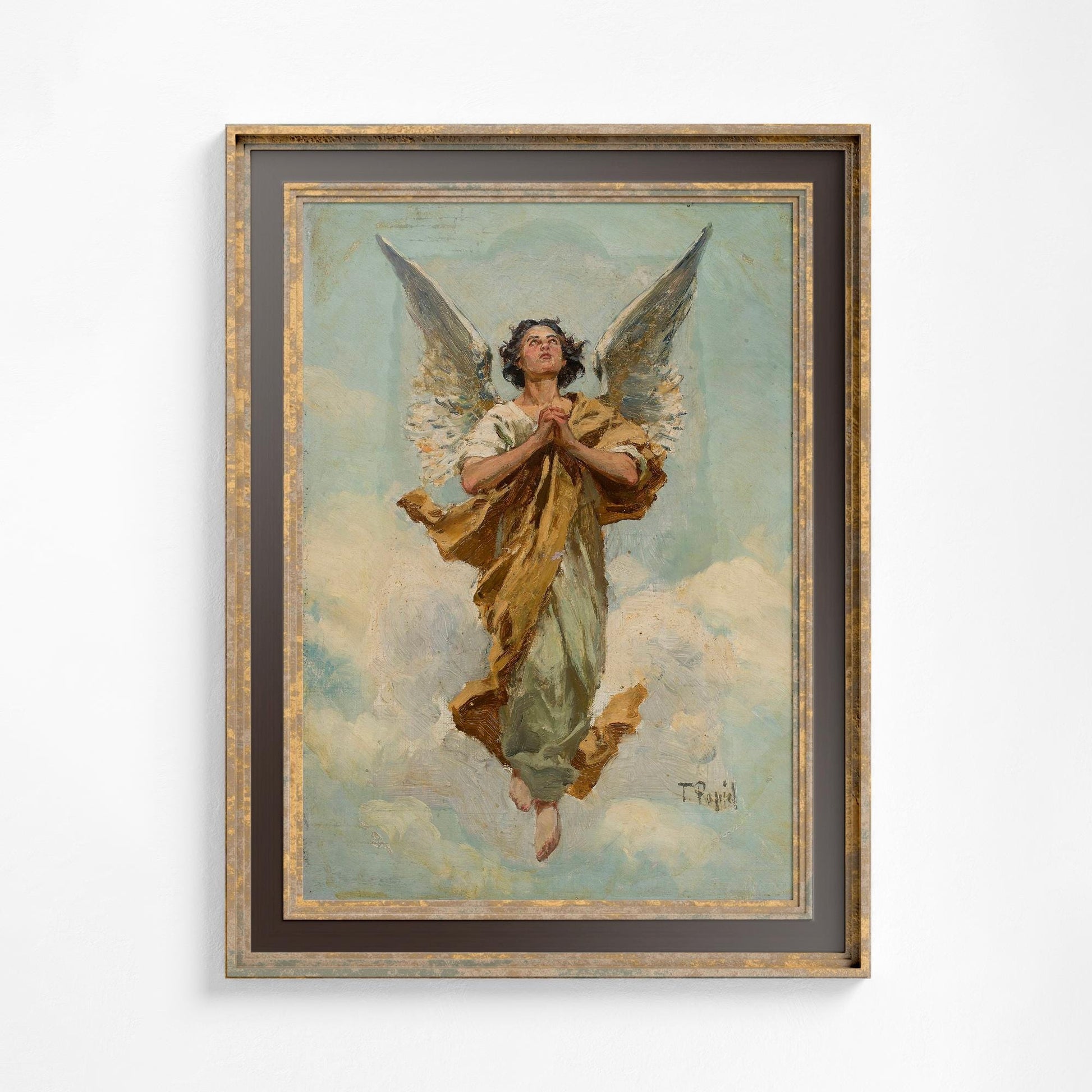 Vintage Angel Print: Bohemian Goddess Artwork - Statue Angel Nouveau Popiel