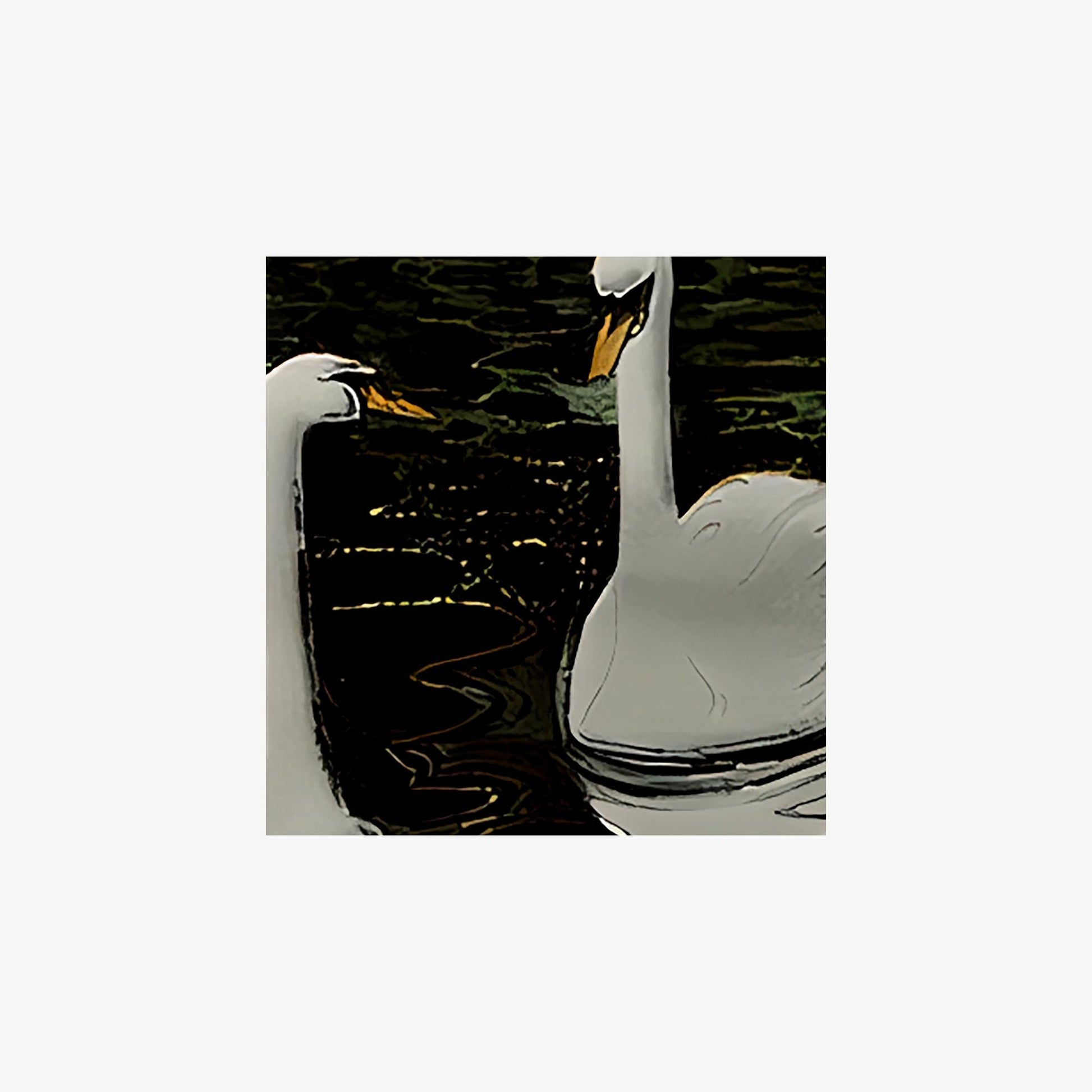 Art Nouveau Swan Art Print: Vintage Birds Painting - Swans in Water