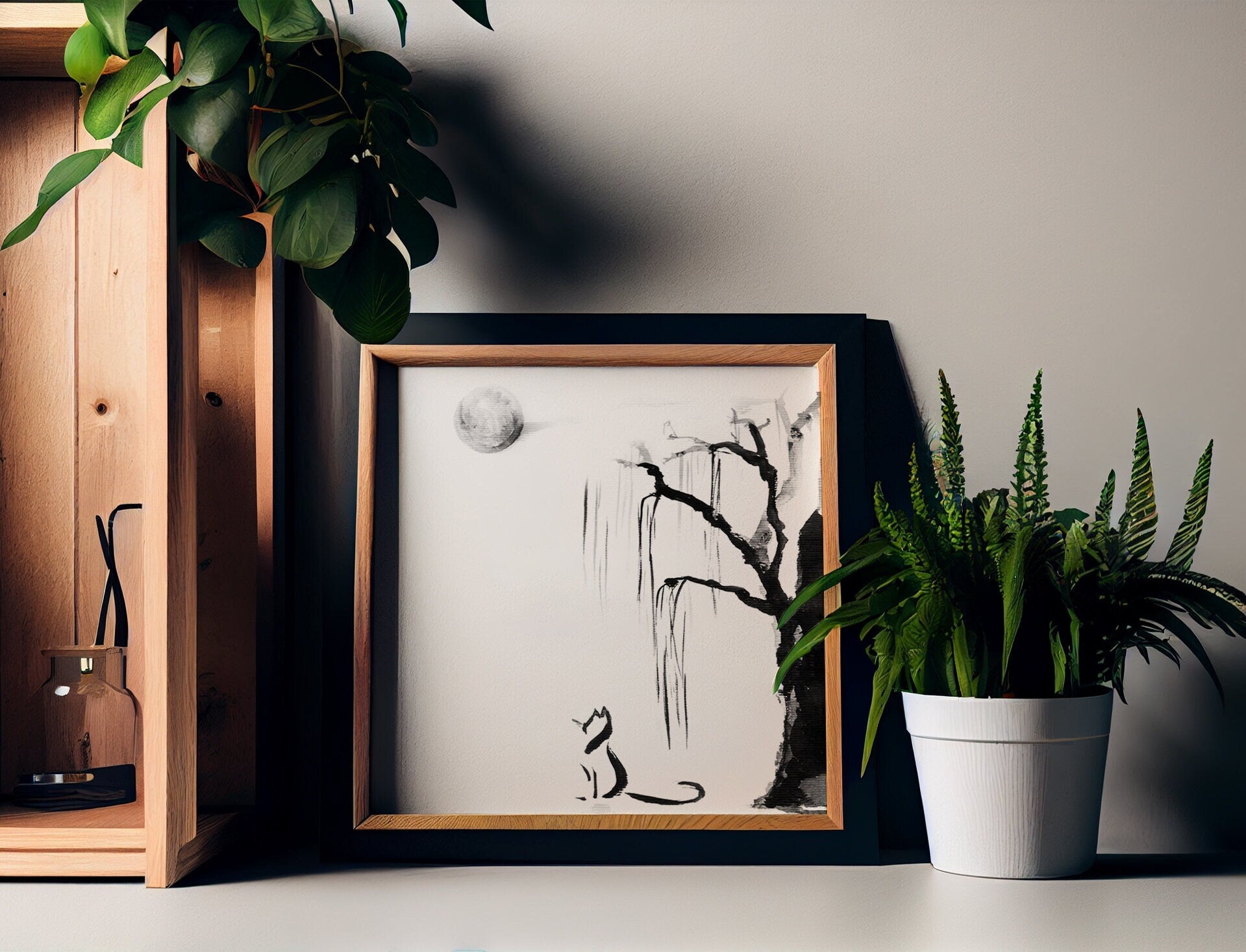 Cute Vintage Cats Print - Minimalist Cat - vintage Japanese cats