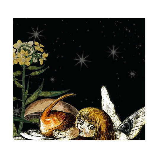 Mushrooms Fairies And Butterflies Vintage Square Print On Premium Archival Matte Paper by DesignBohemian