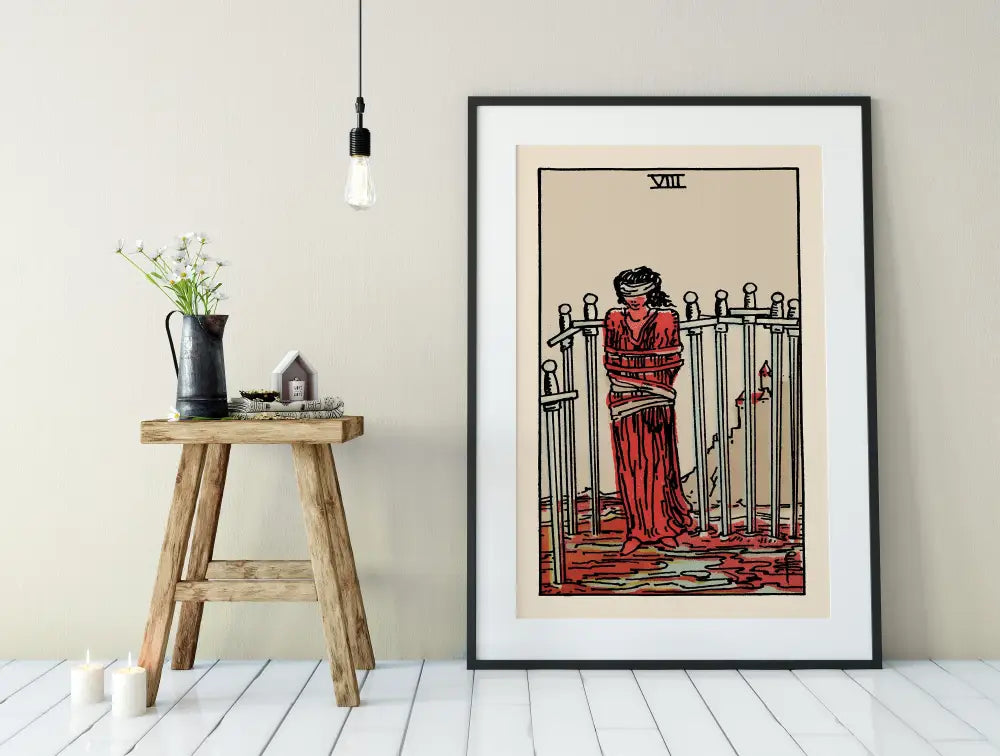 Eight Of Swords Tarot Card Print Poster No Frame Unframed Wall Art For Tarot Lovers by My Store