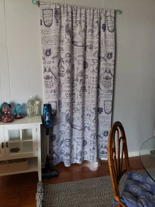 Esoteric Witchy Curtain: Moon Alchemy Bohemian Art Door Panel by DesignBohemian