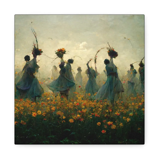 Canvas Wall Art, Floral Dance Artwork, Boho Decor, Cottagecore Home, Gift for Her, Nature Themed Decoration - DesignBohemian