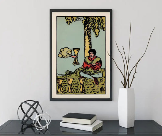 Four Of Cups Tarot Card Print Unframed Poster Wall Art For Tarot Enthusiasts And Collectors by My Store