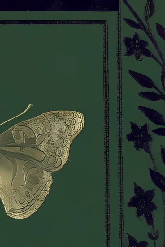 Green Vintage Book Cover Print Art Nouveau Poster With Gold Butterfly by My Store