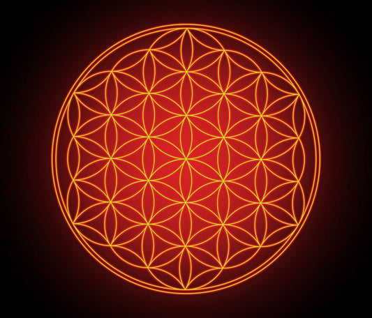 Red Glowing Flower of Life Tapestry