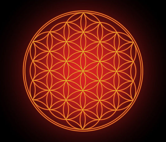 Red Glowing Flower of Life Tapestry