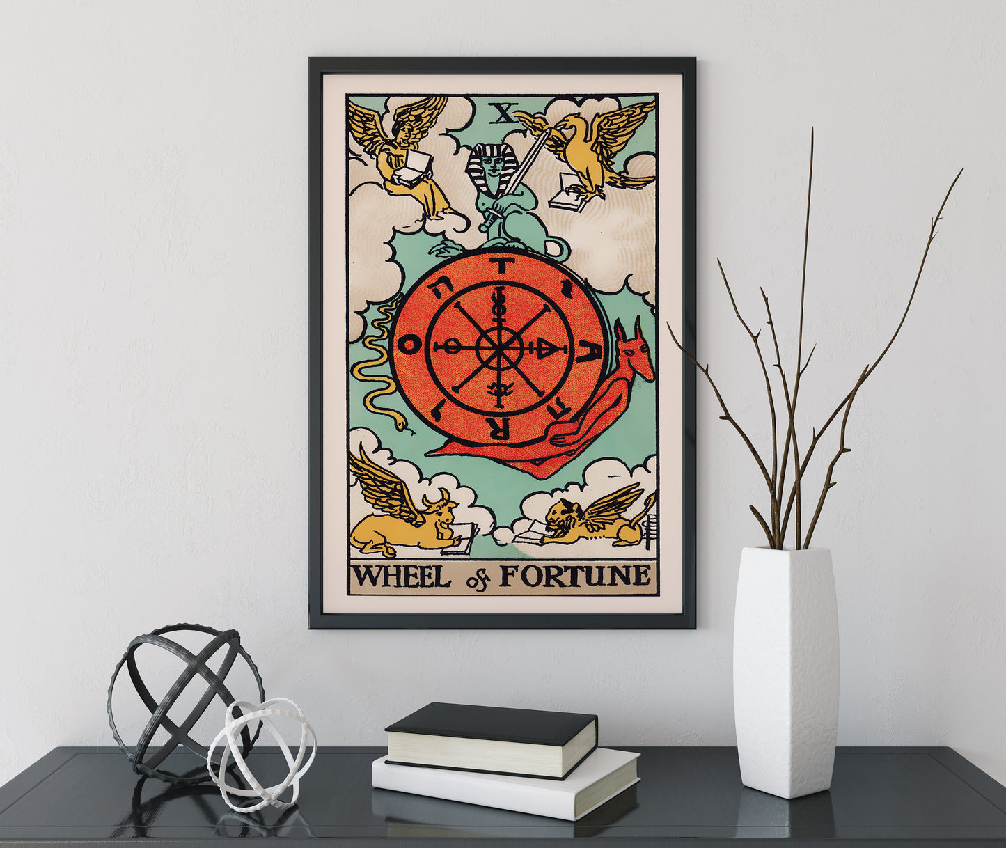 Wheel Of Fortune - Tarot Card Print - Tarot Card The Wheel Of Fortune Card Poster, No Frame