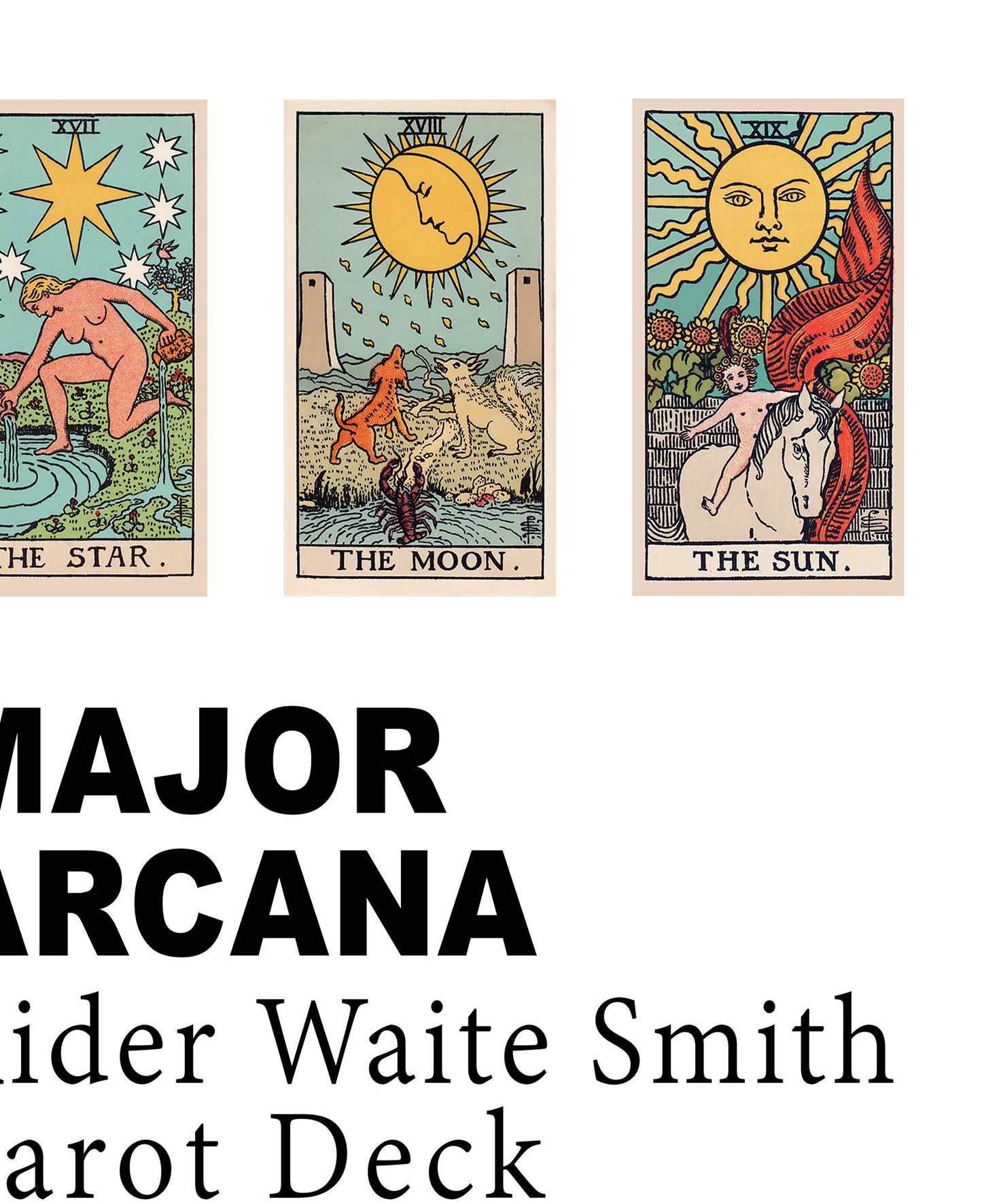 The Major Arcana - Rider Waite Smith Tarot Card Print - The Major Arcana Poster, No Frame