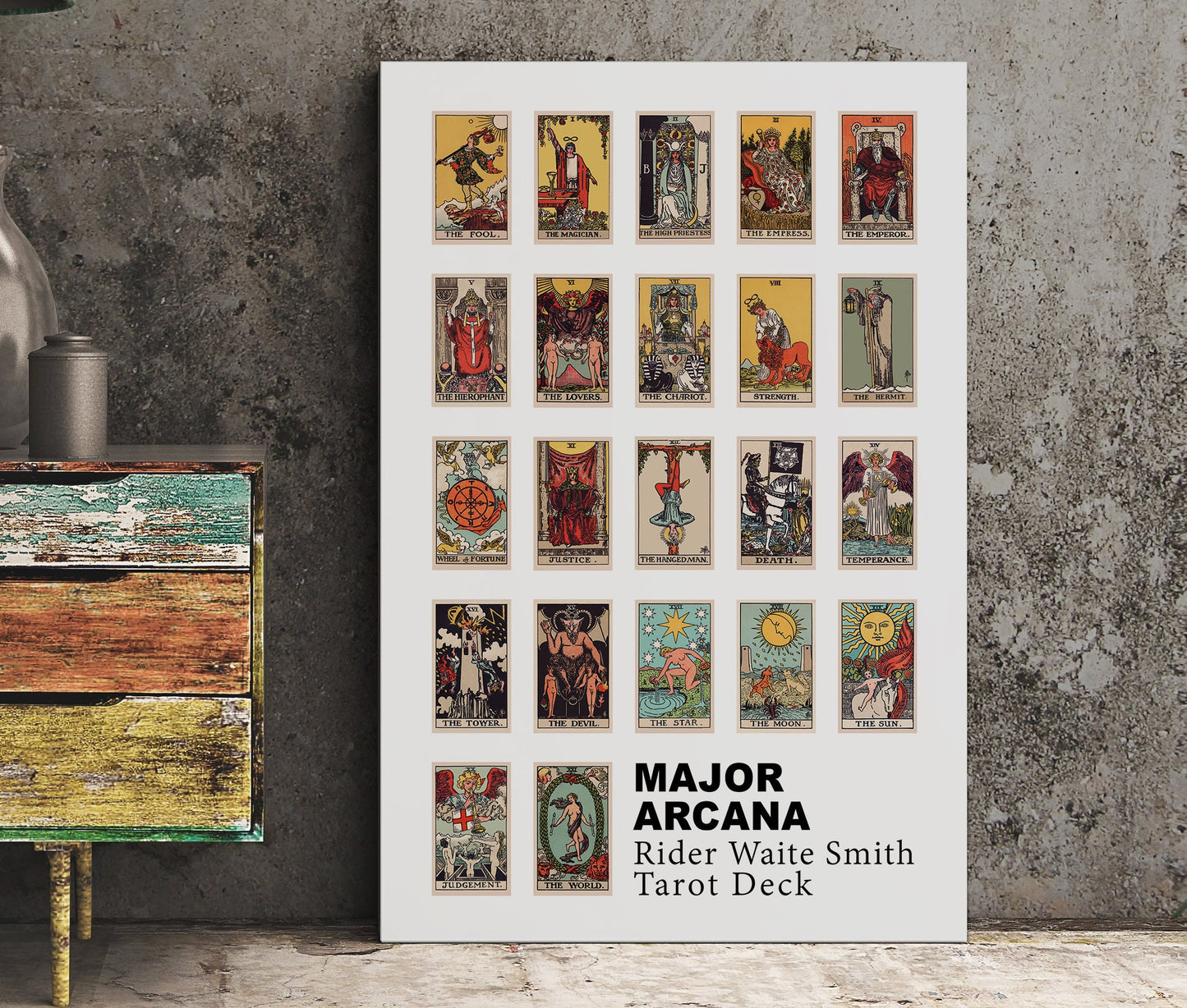 The Major Arcana - Rider Waite Smith Tarot Card Print - The Major Arcana Poster, No Frame