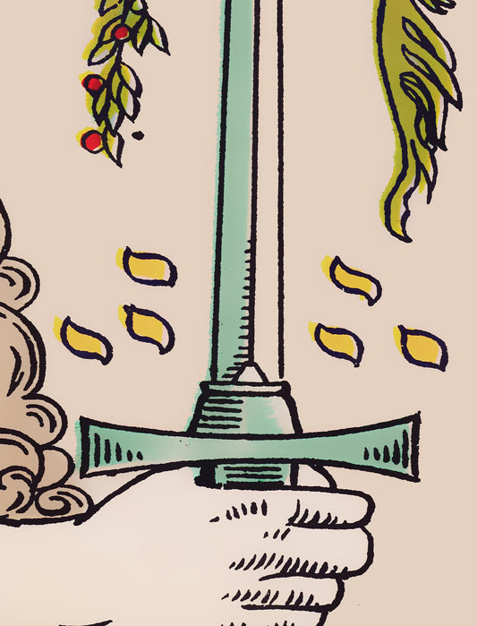 Ace Of Swords Tarot Card Tapestry - Rider Waite Design