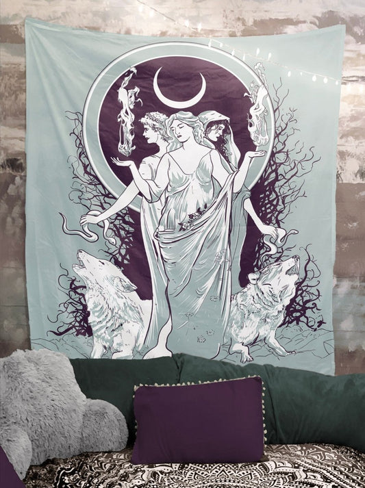 Moon Goddess Hecate Tapestry – Witchy Wall Art
