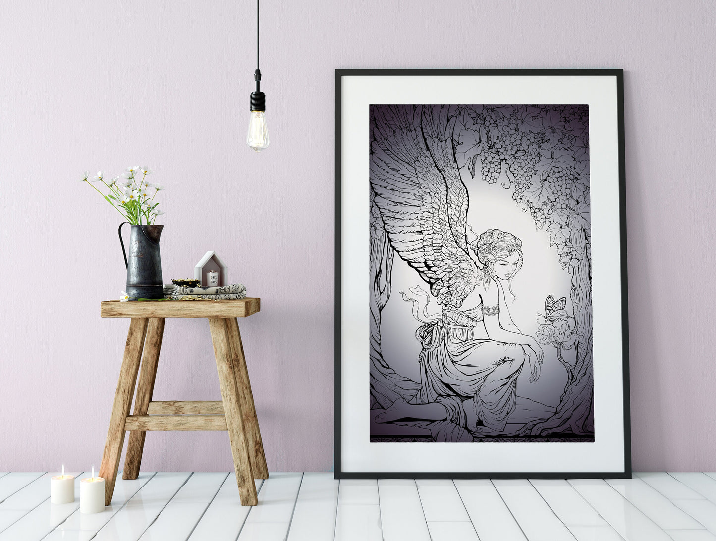 Vintage Fairy Print: Purple Butterfly Poster by DesignBohemian