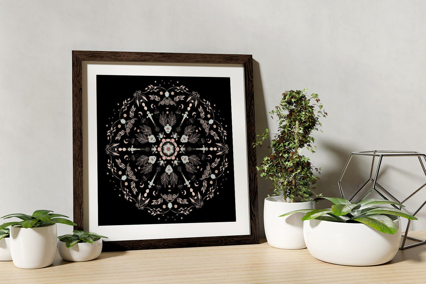 Rose Gold Mandala Print: Dreams Flower Art - Square by DesignBohemian