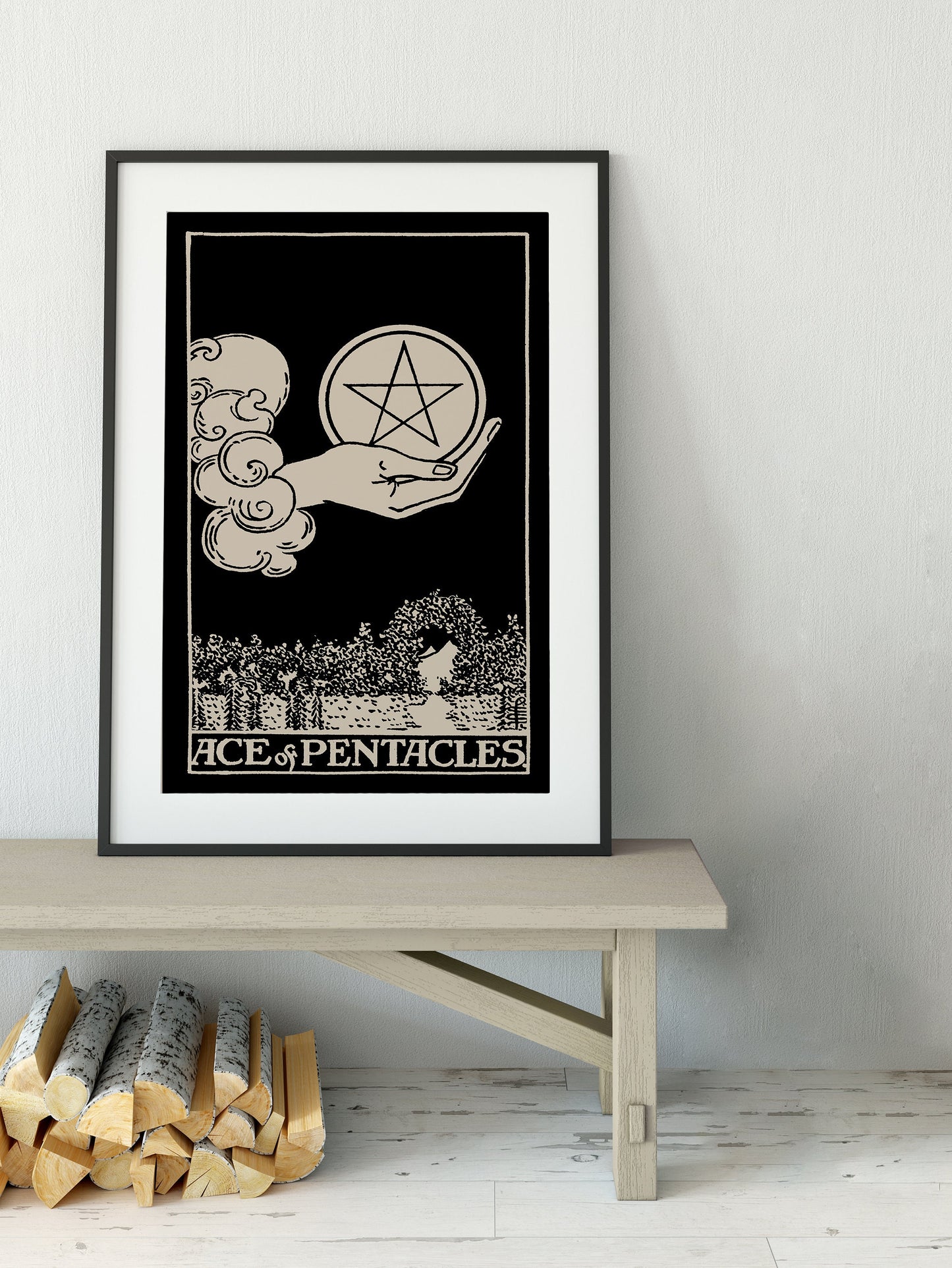 Ace of Pentacles- Tarot Card Print - The Ace of Pentacles Card Poster, No Frame