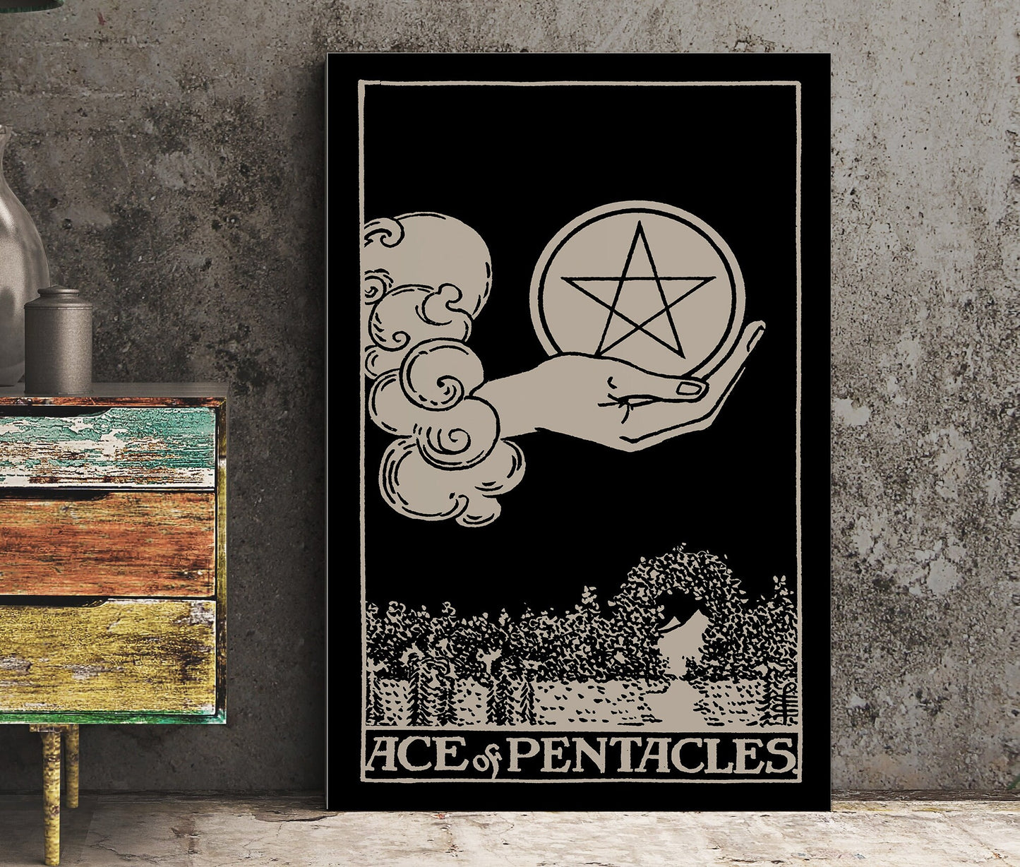 Ace of Pentacles- Tarot Card Print - The Ace of Pentacles Card Poster, No Frame