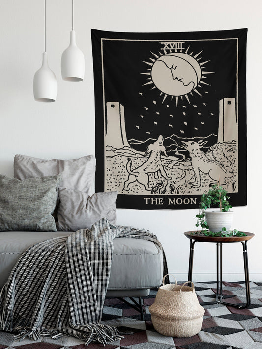 The Moon Tarot Card Tapestry - Rider Waite Smith Design