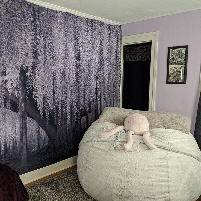 Wisteria Willow Tree Tapestry - Wisteria Purple Gray - Purple tree tapestry by DesignBohemian
