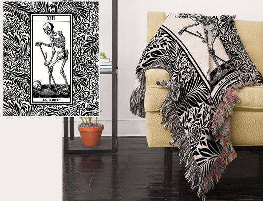 La Mort Tarot Blanket – Woven Cotton Death Card Throw
