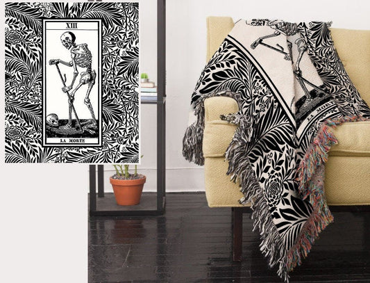 La Mort Tarot Blanket – Woven Cotton Death Card Throw