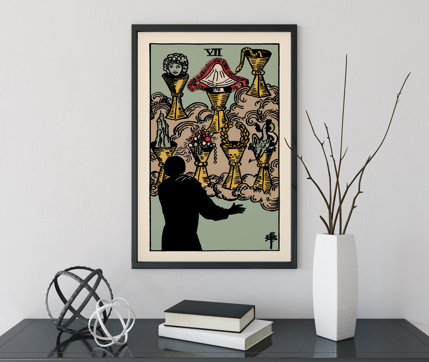 7 of Cups - Tarot Card Print - The Seven of Cups Card Poster, No Frame