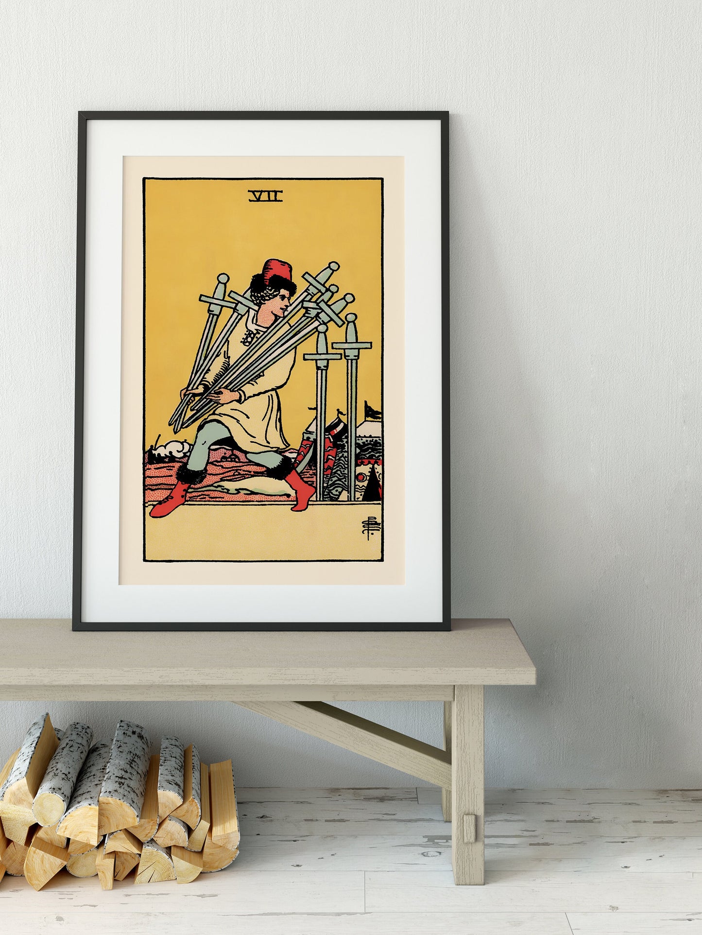 7 of Swords - Tarot Card Print - The Seven of Swords Card Poster, No Frame