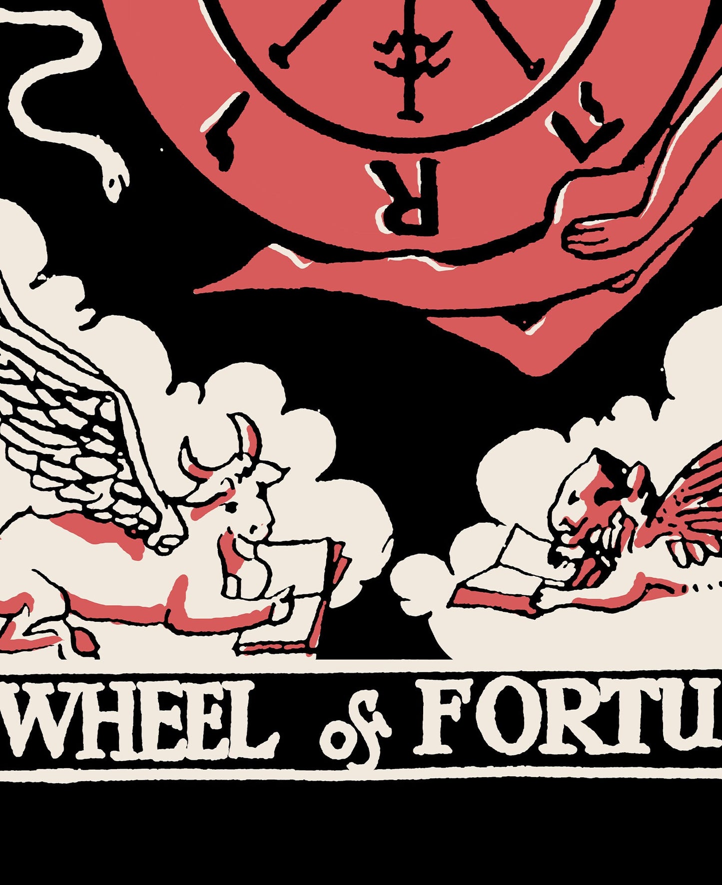 Wheel of Fortune - Tarot Card Three Color Print - Tarot Card The Wheel of Fortune Card 3 Color Poster, No Frame