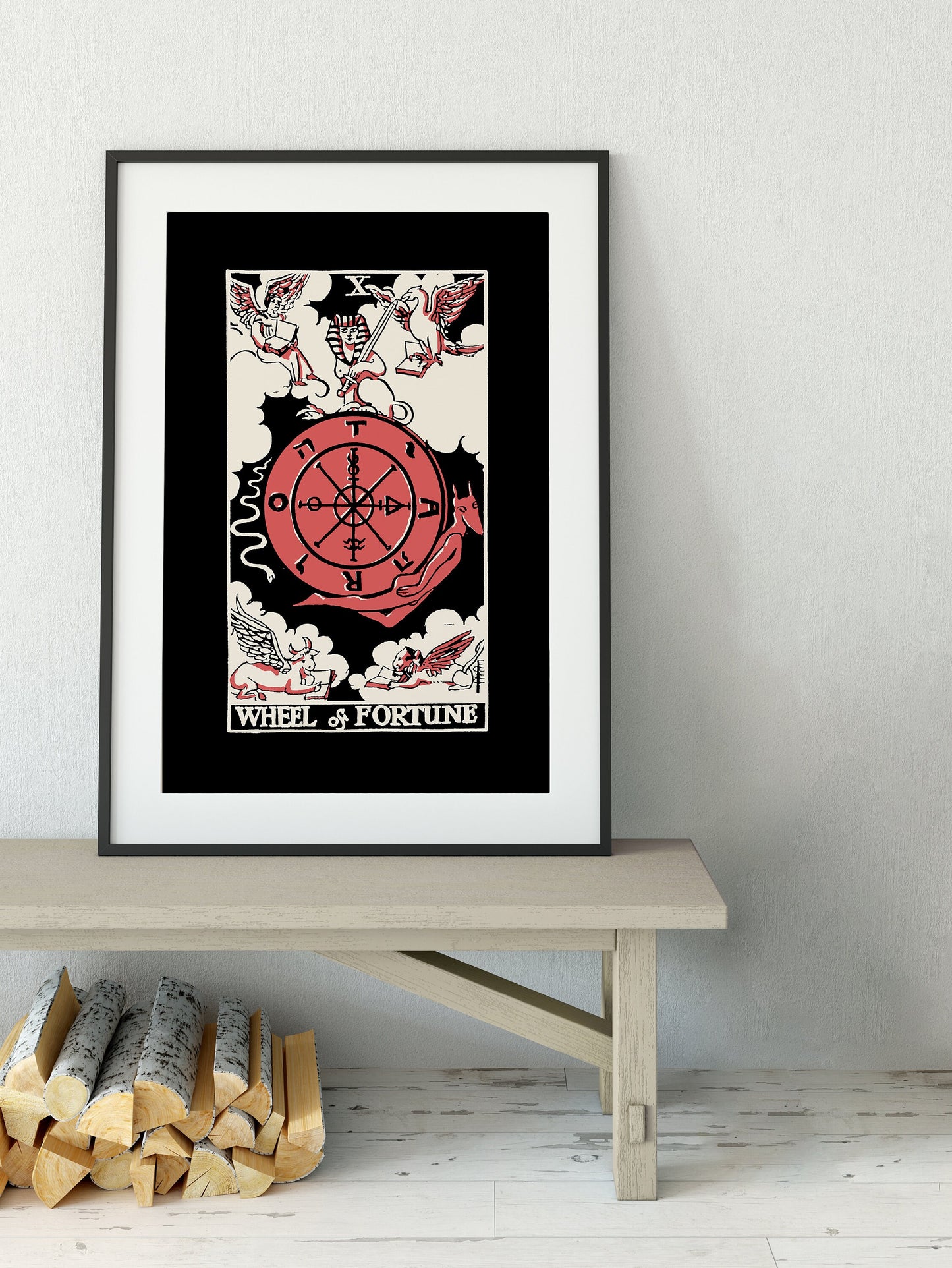 Wheel of Fortune - Tarot Card Three Color Print - Tarot Card The Wheel of Fortune Card 3 Color Poster, No Frame