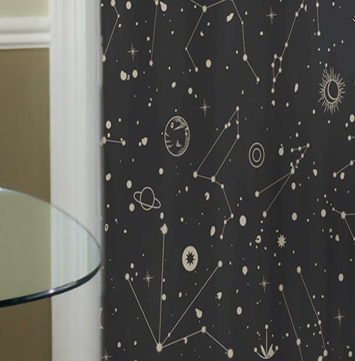 Constellations Curtains - Space Curtain Door Panel - Curtains Moon Alchemy Design Bohemian Art by DesignBohemian