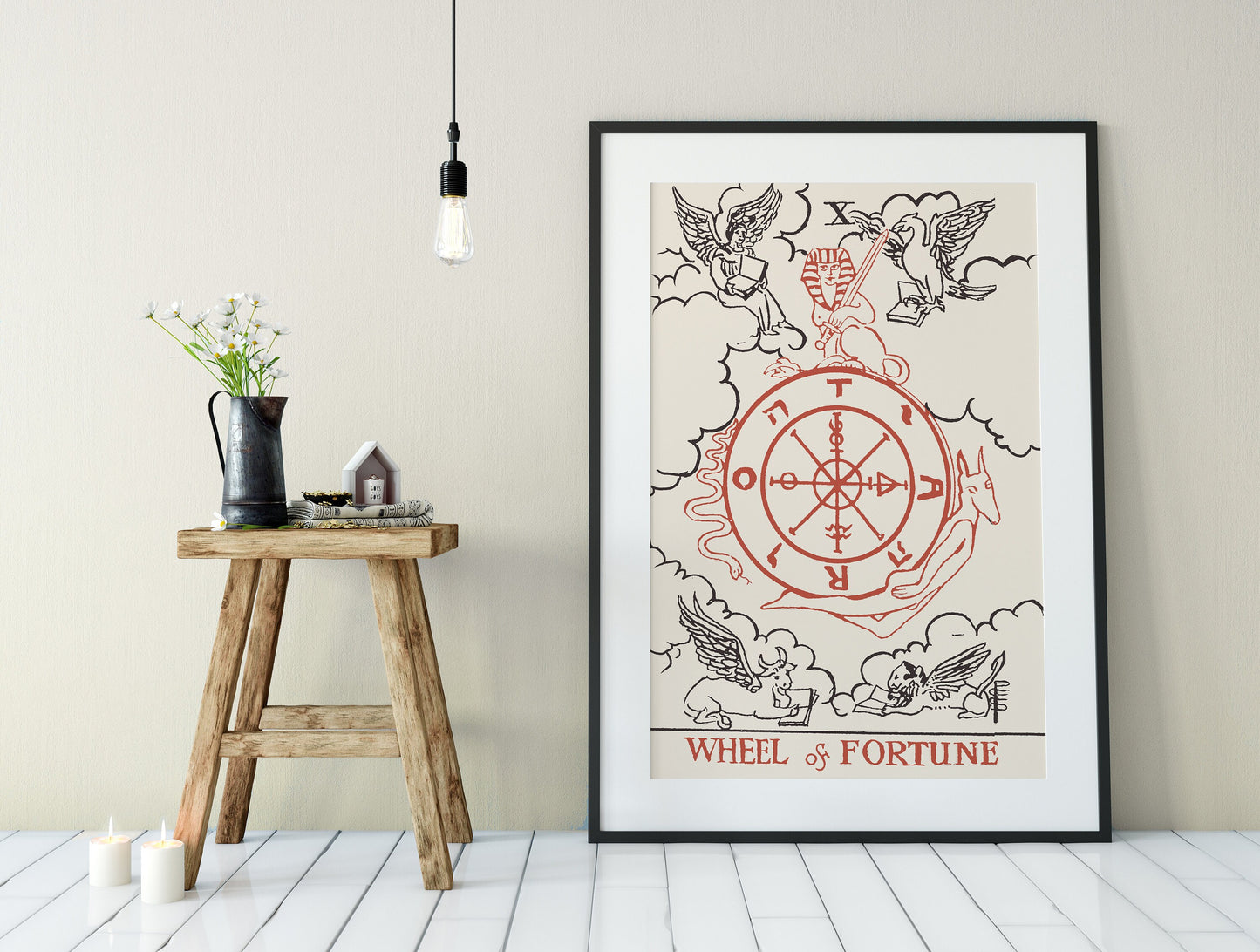 Wheel of Fortune - Tarot Card Print - Tarot Card - Boho Wall Art, No Frame