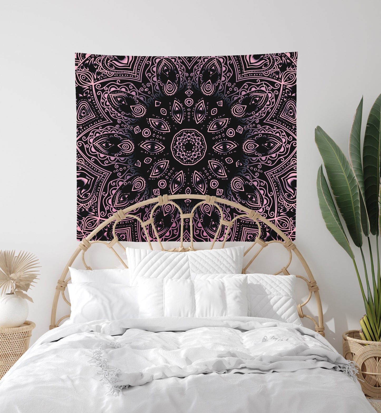 Pink Mandala Tapestry Mandala Wall Hanging Boho Home Decor psychedelic tapestry by DesignBohemian