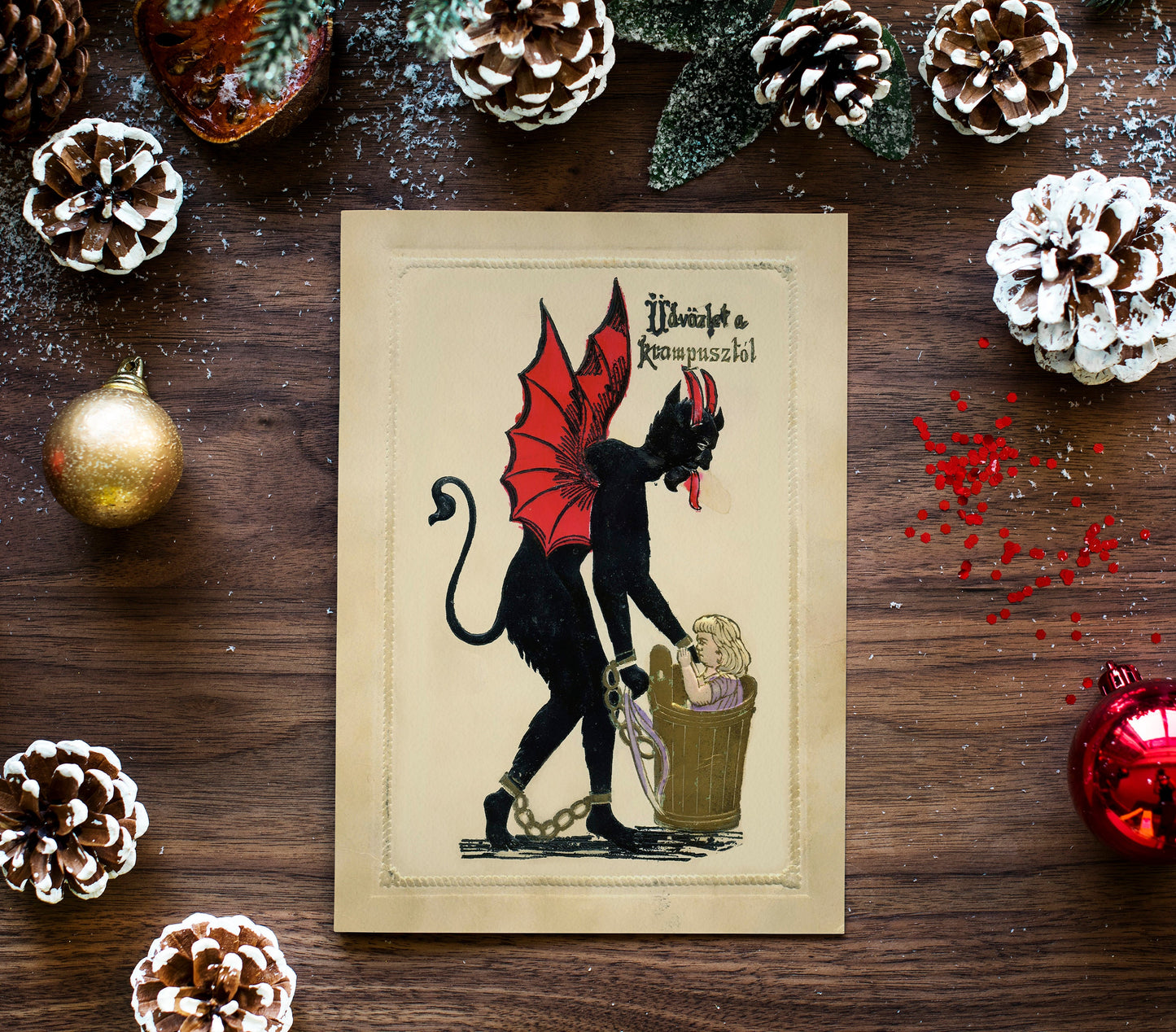 Christmas Cards - Krampus Christmas Holiday Cards Poster, No Frame