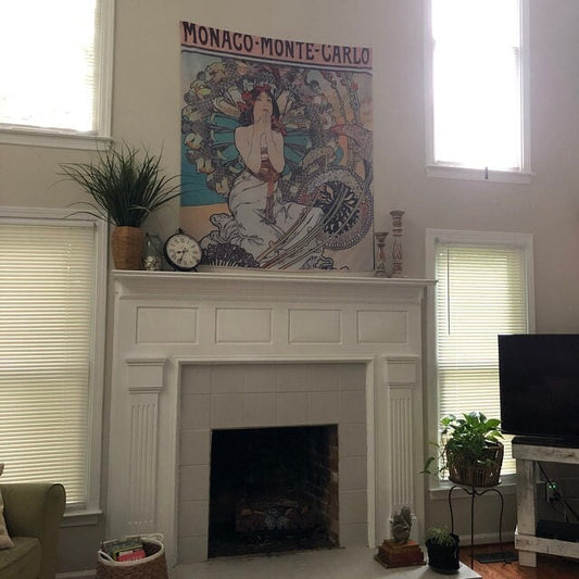 Art Nouveau - Green Tapestry Bohemian Wall Hanging Large Artwork Hippie Lady Mucha by DesignBohemian